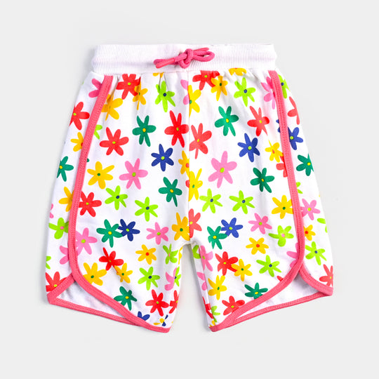 Girls Cotton Terry Short MULTI FLOWER-White