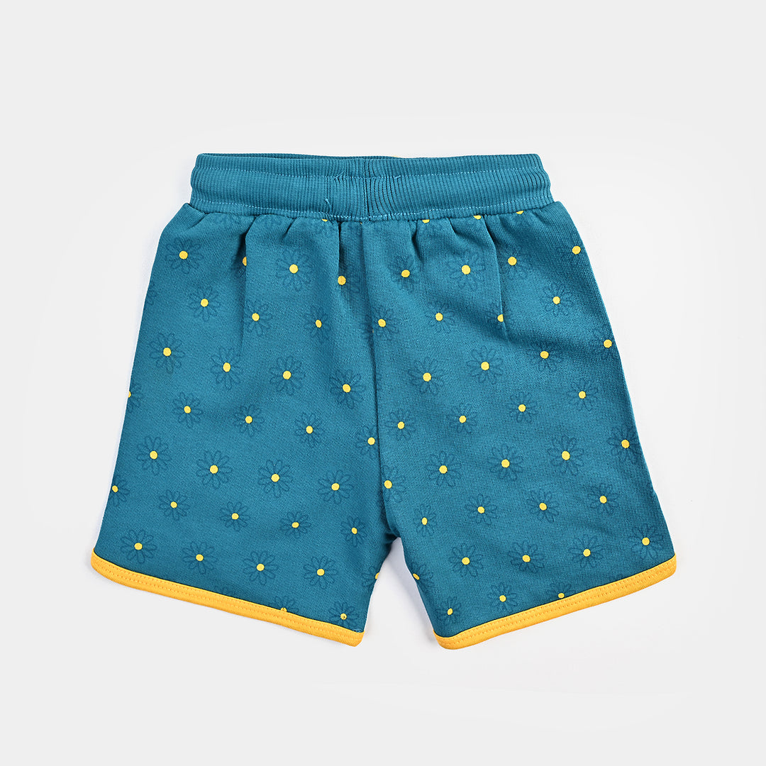 Infant Girls Cotton Terry Short DAISY FLOWER-Blue