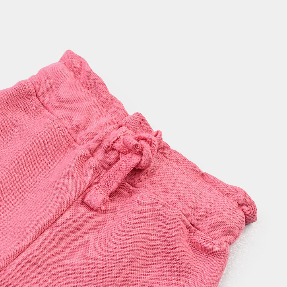 Infant Girls Cotton Terry Short BASIC Short-Hot Pink