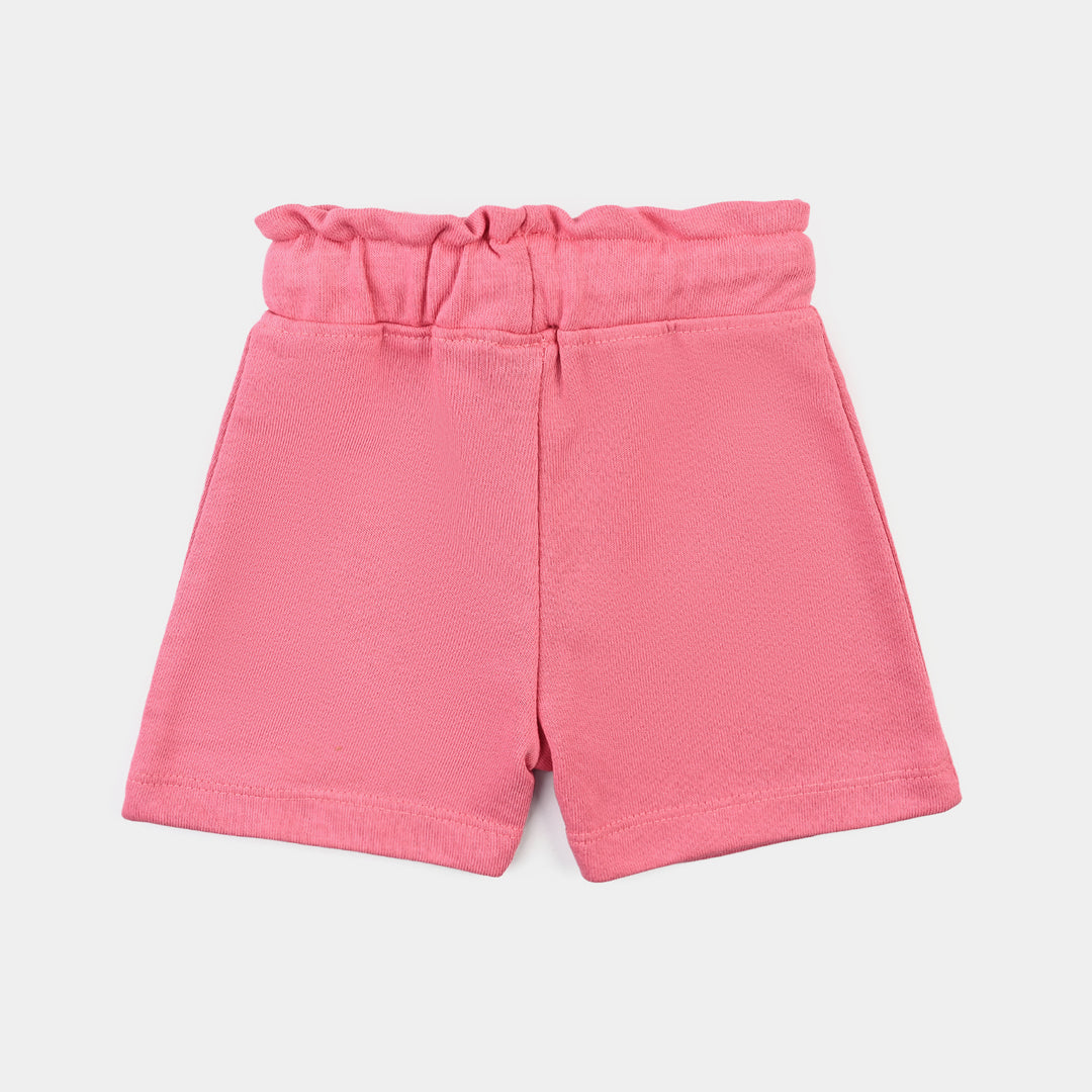 Infant Girls Cotton Terry Short BASIC Short-Hot Pink