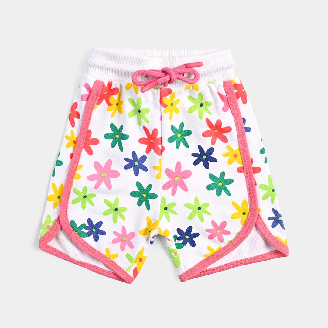 Infant Girls Cotton Terry Short MULTI FLOWER-White