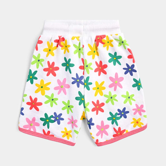 Infant Girls Cotton Terry Short MULTI FLOWER-White