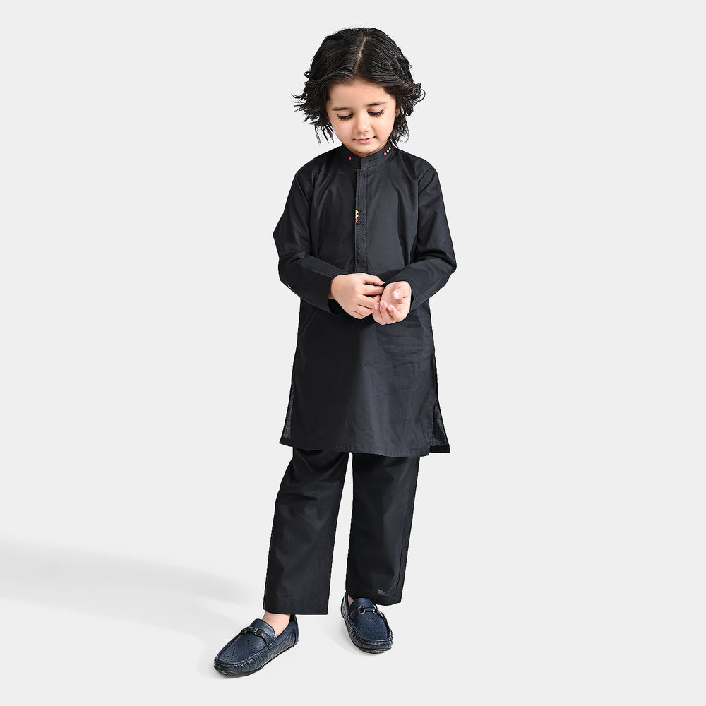 Boys Cotton Poplin Shalwar Suit (Funk Dots)-BLACK