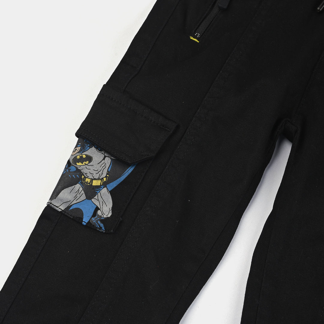 Boys Twill Character Cargo Pant -BLACK