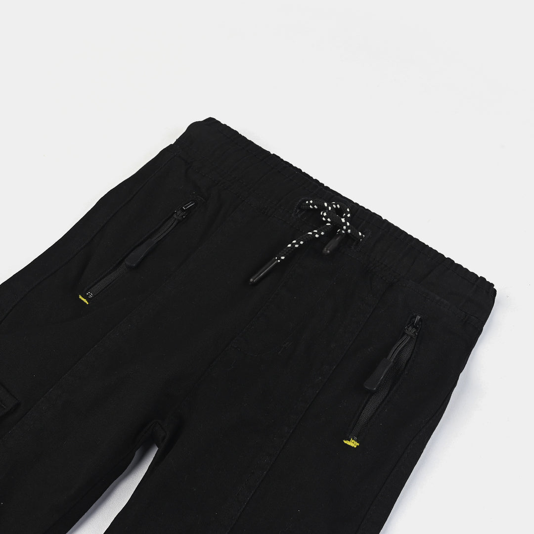 Boys Twill Character Cargo Pant -BLACK