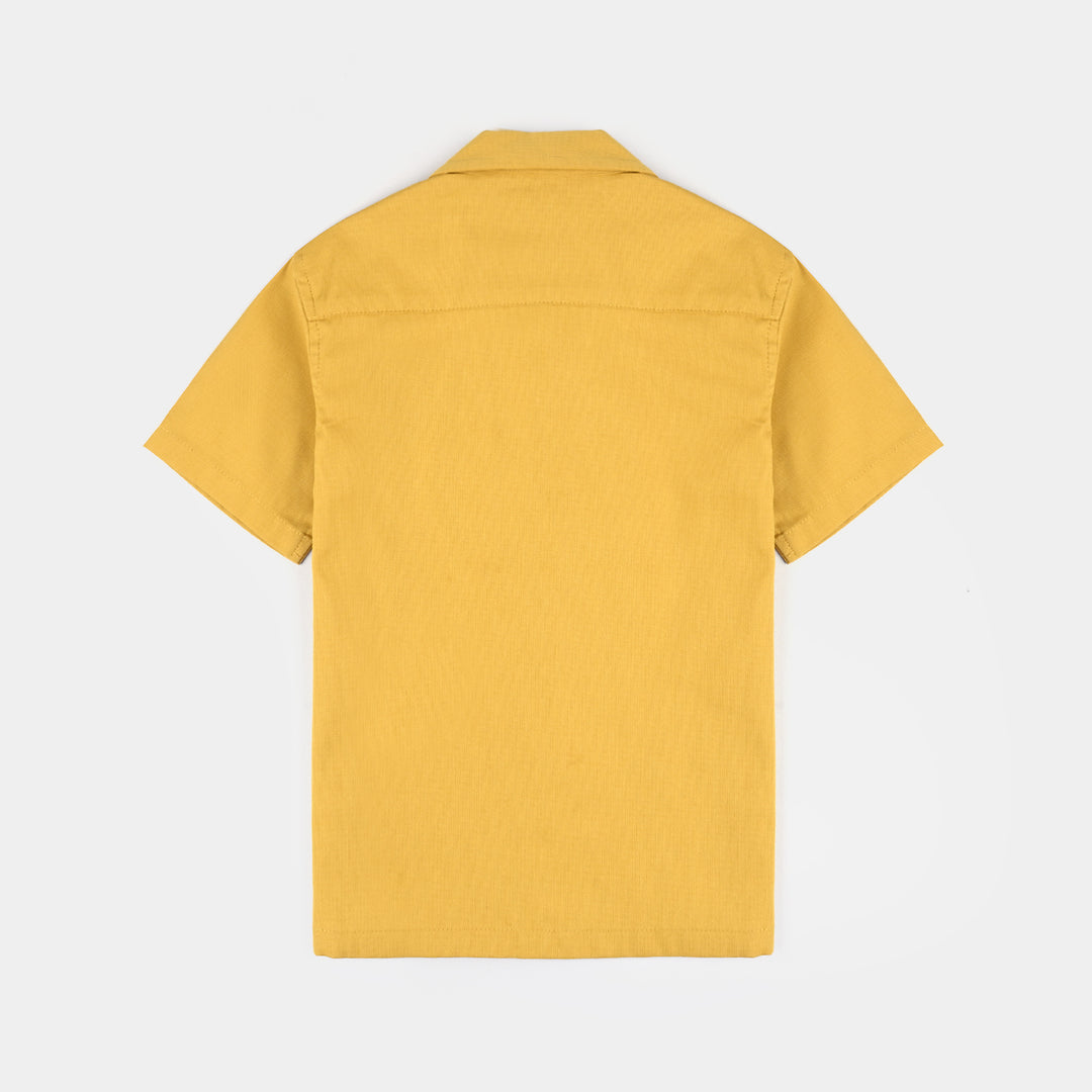 Boys Yarn Dyed Casual Shirt H/S (Game Boys)-Yellow