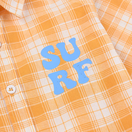 Boys Yarn Dyed Casual Shirt H/S (Surf)-Yellow Check