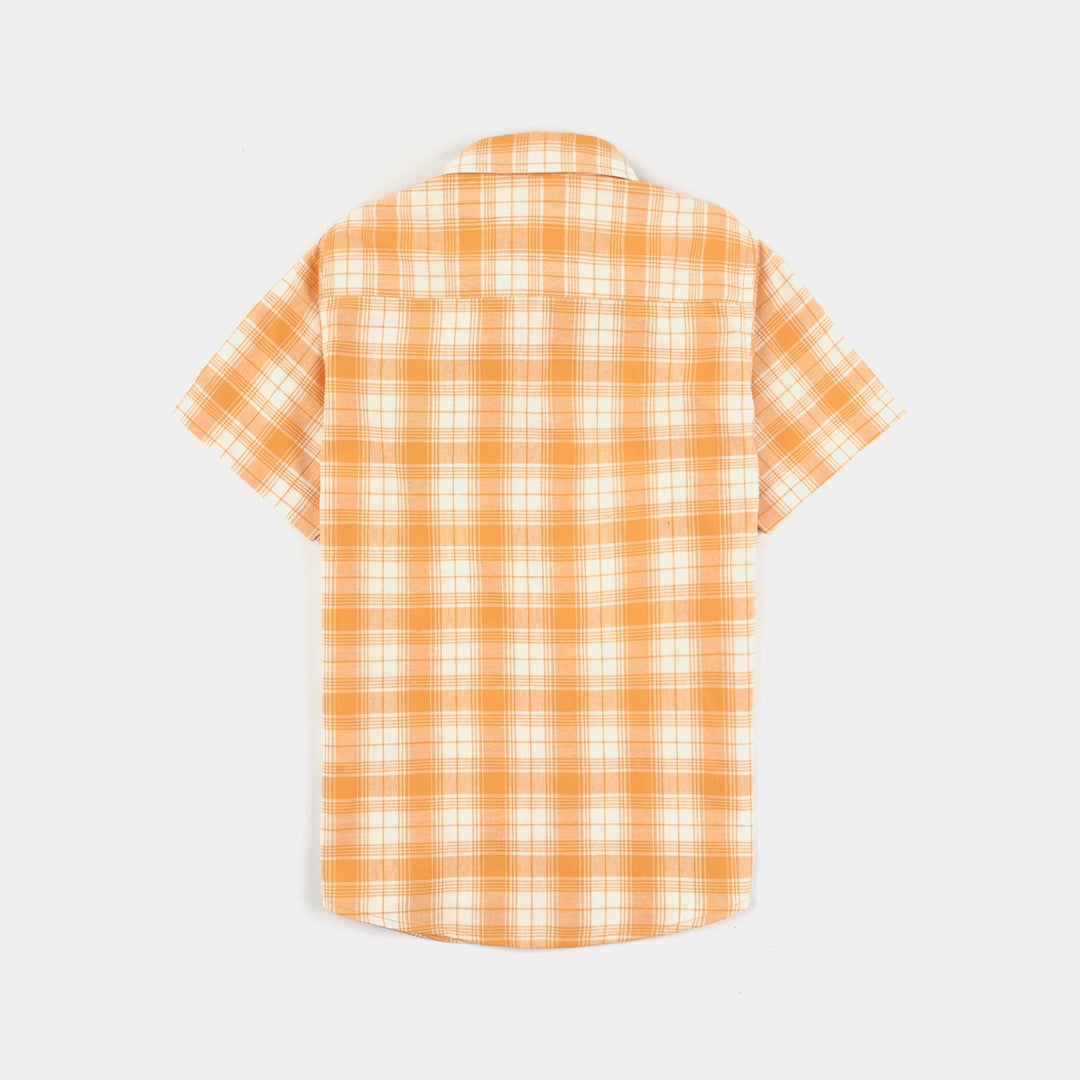 Boys Yarn Dyed Casual Shirt H/S (Surf)-Yellow Check