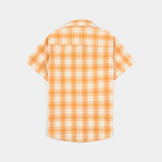 Boys Yarn Dyed Casual Shirt H/S (Surf)-Yellow Check