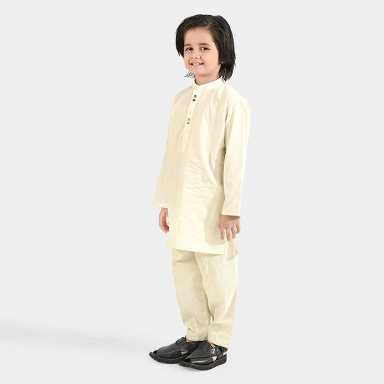 Boys Cotton Poplin Shalwar Suit (Elegant)-OFF-White