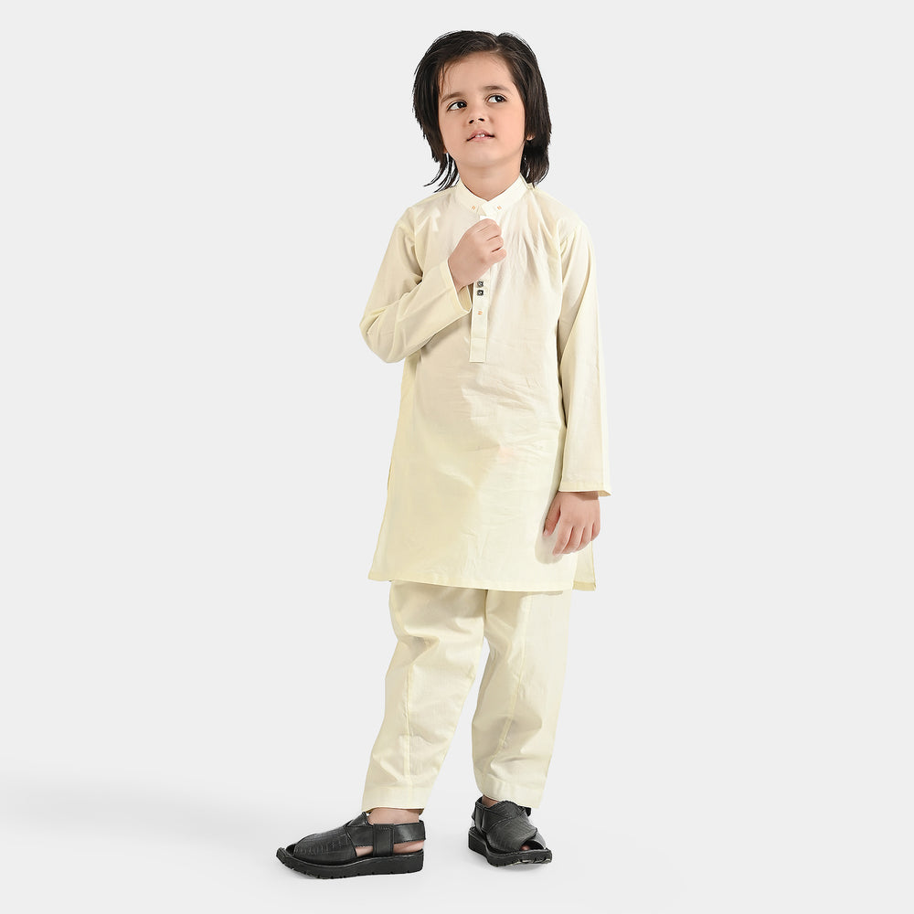 Boys Cotton Poplin Shalwar Suit (Elegant)-OFF-White