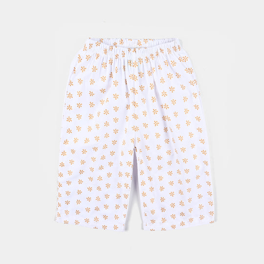 Infant Girls Cotton Printed Culotte-White