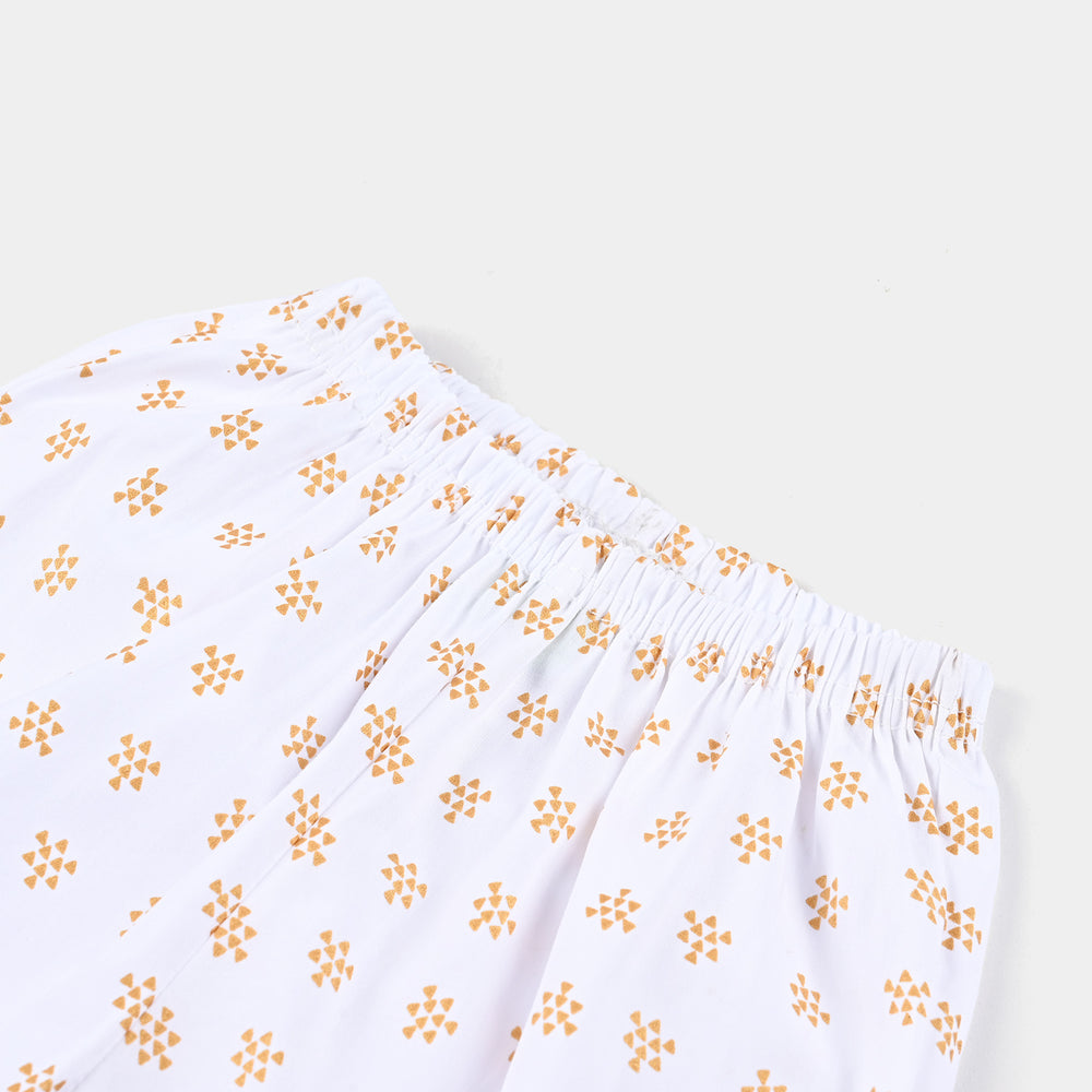 Infant Girls Cotton Printed Culotte-White