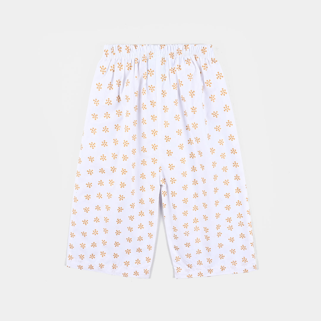 Infant Girls Cotton Printed Culotte-White