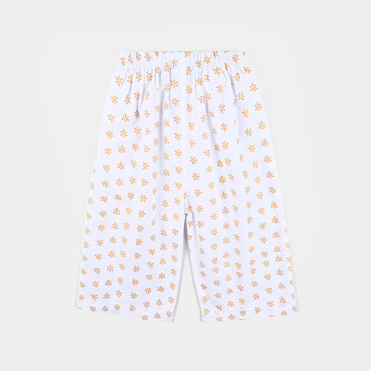 Infant Girls Cotton Printed Culotte-White