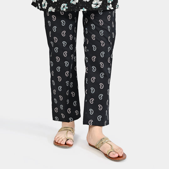 Girls Cotton Printed Pant Rangrez-BLACK