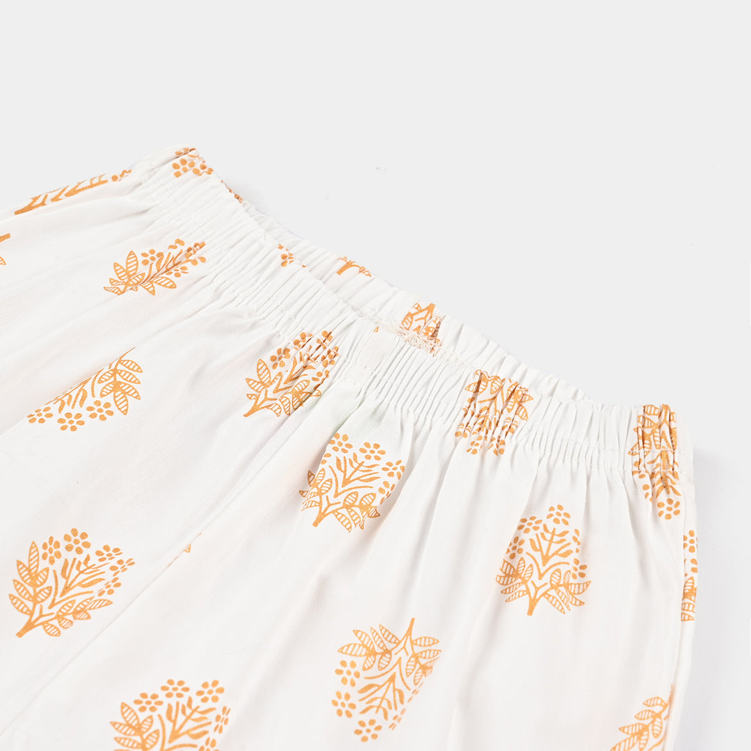 Infant Girls Cotton Printed Gharara-White