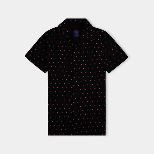 Girls Poly Cotton Jersey Night Suit All Dots-Jet Black