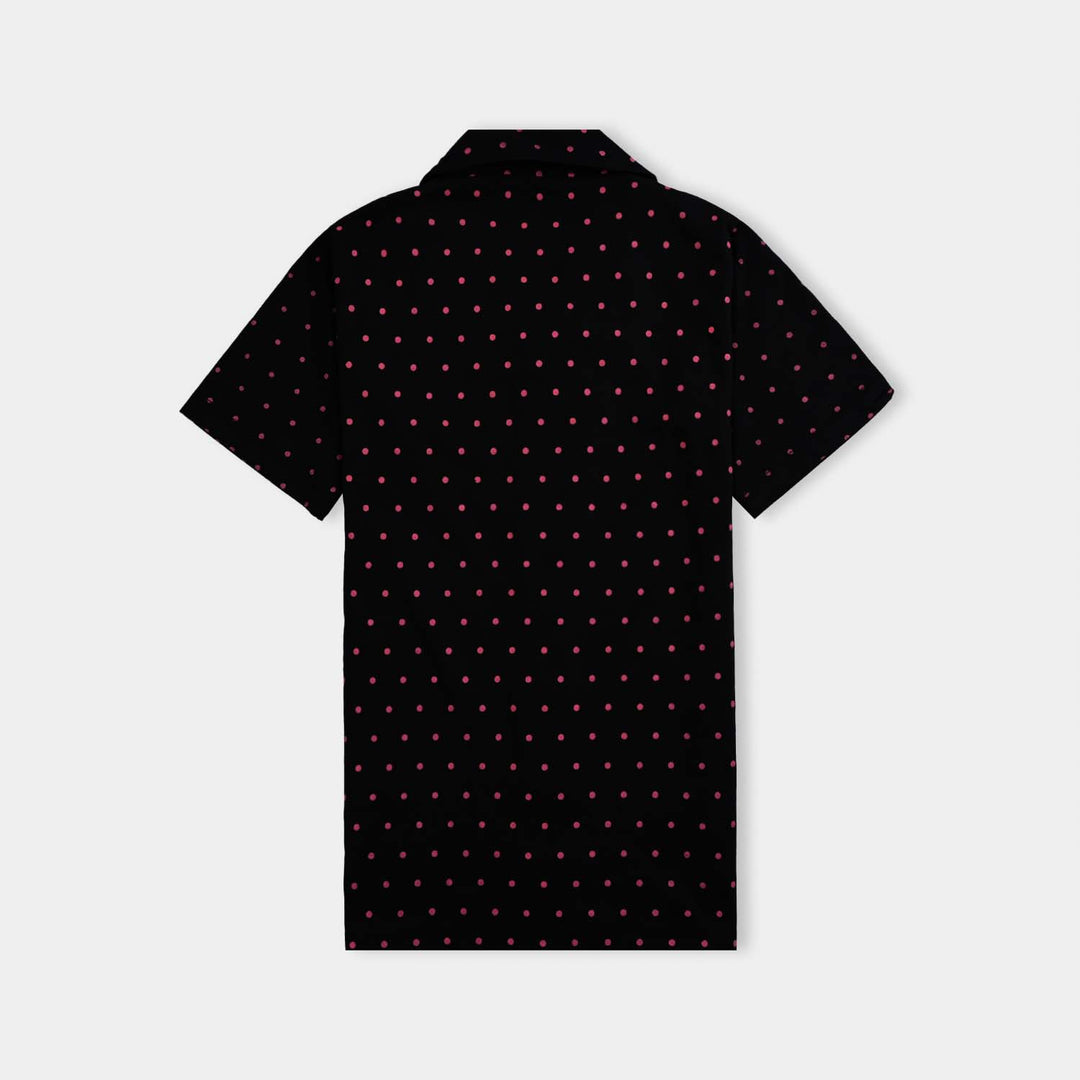 Girls Poly Cotton Jersey Night Suit All Dots-Jet Black
