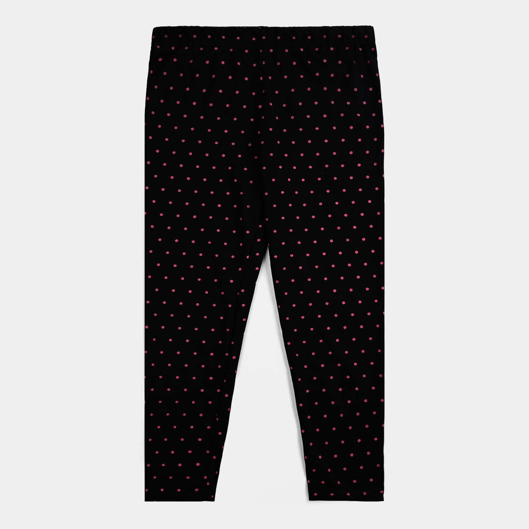 Girls Poly Cotton Jersey Night Suit All Dots-Jet Black