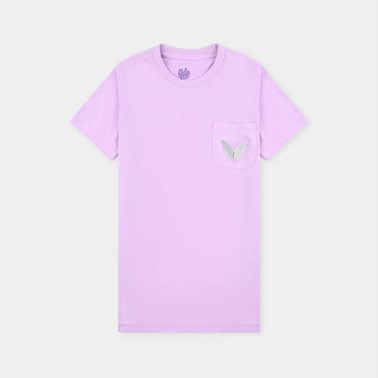 Girls Poly Cotton Jersey Night Suit Butterfly