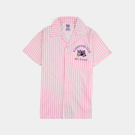 Girls Poly Cotton Jersey Night Suit Sleep Over Club-Vanilla Ice