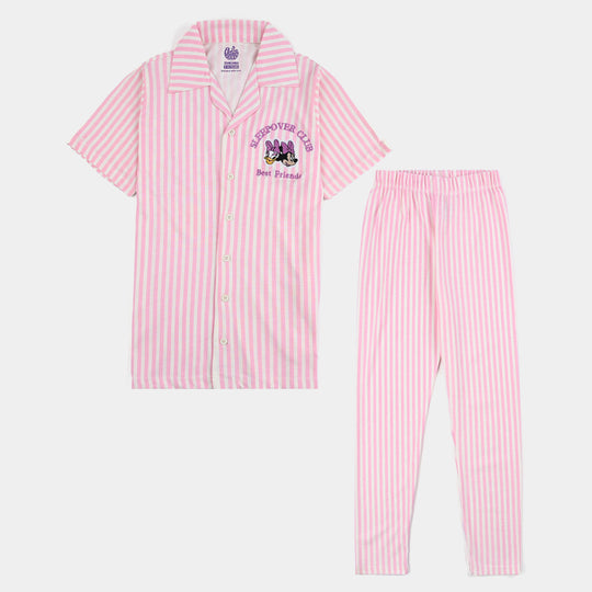 Girls Poly Cotton Jersey Night Suit Sleep Over Club-Vanilla Ice