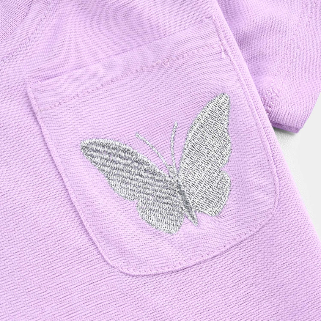 Infant Girls Poly Cotton Jersey Night Suit Butterfly