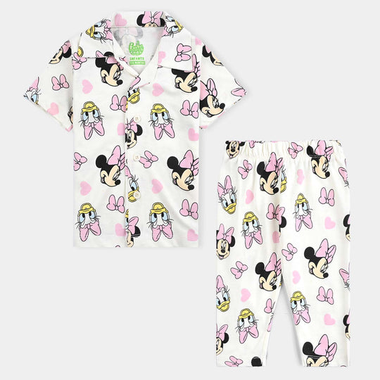 Infant Girls Poly Cotton Jersey Night Suit-Vanilla Ice