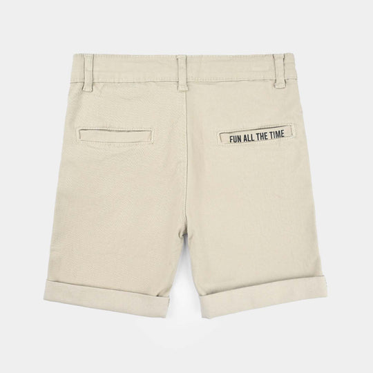 Boys Cotton Short Fun All The Time-KHAKI