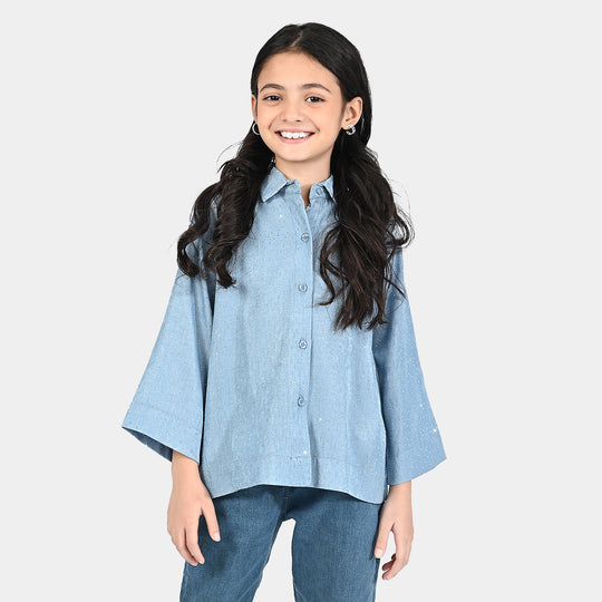 Girls Casual Top Shimmer - Blue