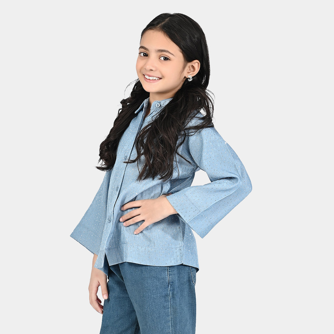 Girls Casual Top Shimmer - Blue