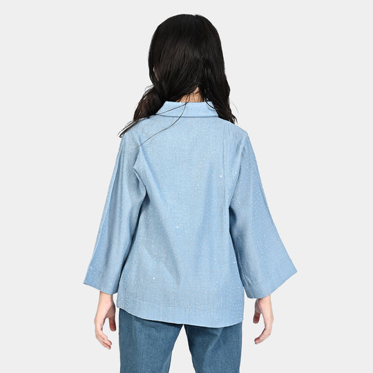 Girls Casual Top Shimmer - Blue