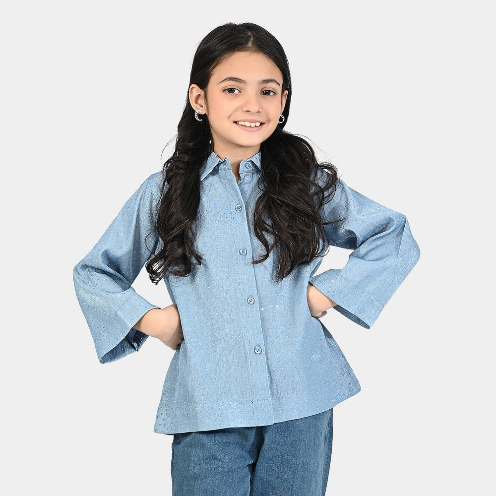 Girls Casual Top Shimmer - Blue