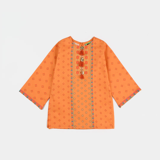 Infant Girls Cotton Poplin Printed Jagmag-ORANGE