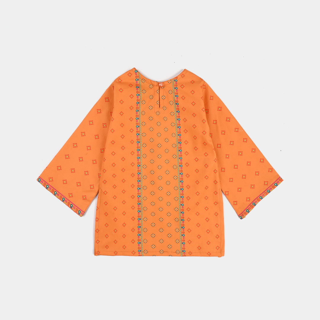 Infant Girls Cotton Poplin Printed Jagmag-ORANGE