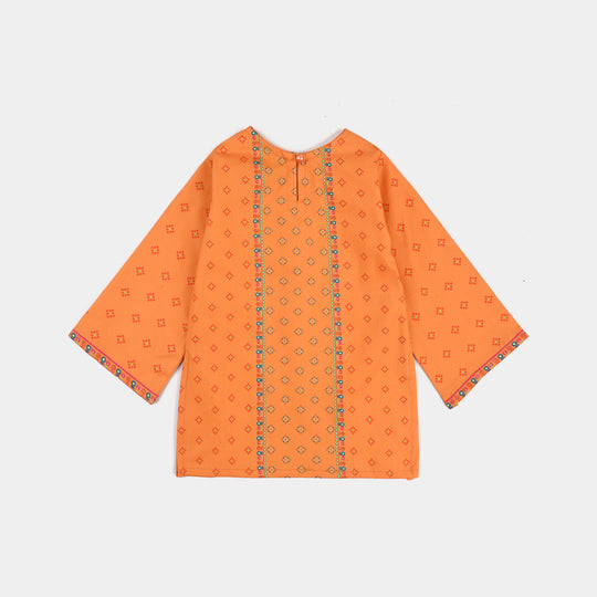 Infant Girls Cotton Poplin Printed Jagmag-ORANGE