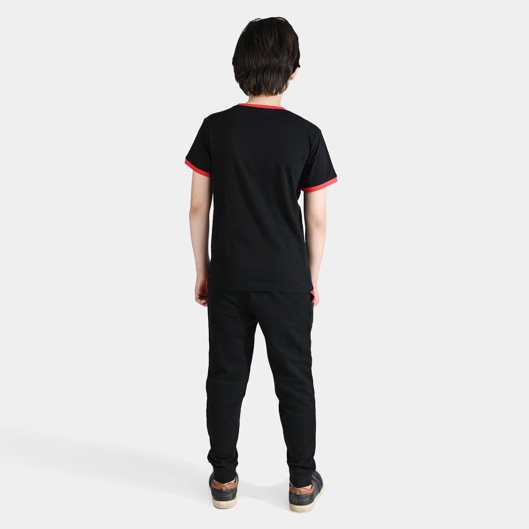 Boys Jersey/Terry 2 Piece Suit-Jet Black