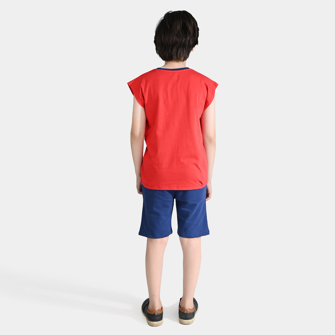 Boys Jersey/Terry 2 Piece Suit -Red/Blue