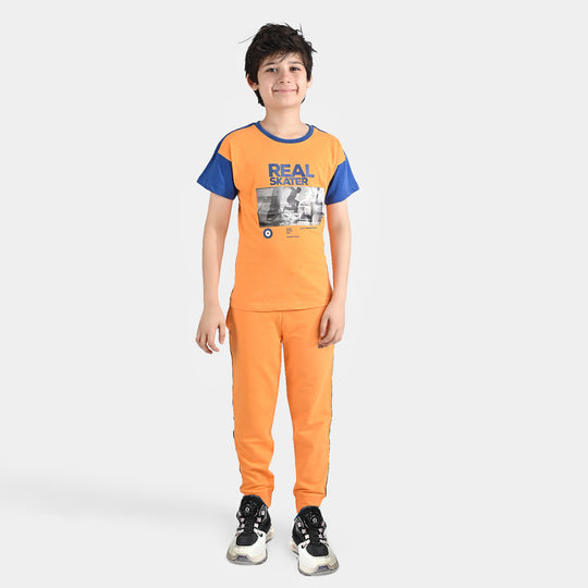 Boys Jersey/Terry 2 Piece Suit Real Skater-Orange/Blue