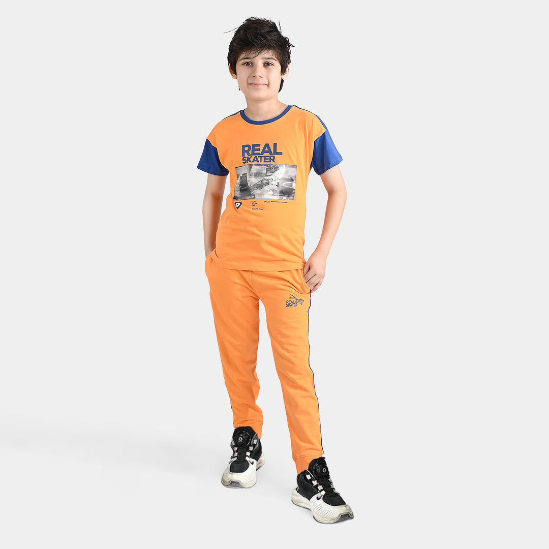 Boys Jersey/Terry 2 Piece Suit Real Skater-Orange/Blue