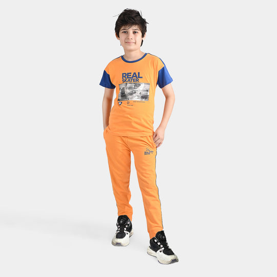 Boys Jersey/Terry 2 Piece Suit Real Skater-Orange/Blue