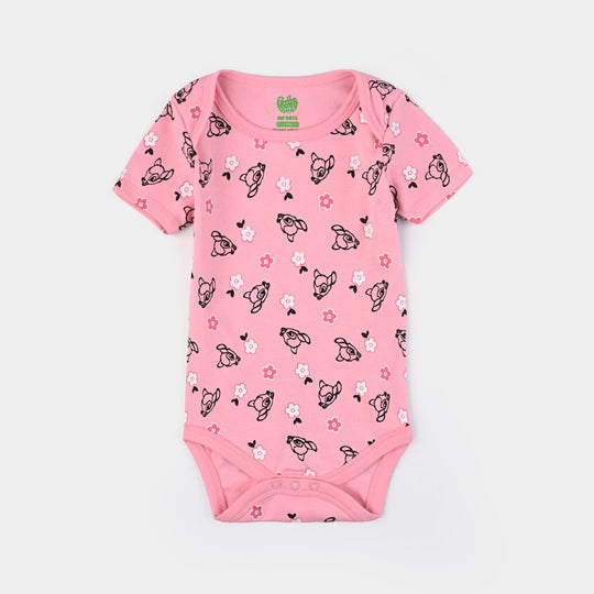 Infant Unisex Cotton Interlock Romper Bambi Flower-Candy Pink