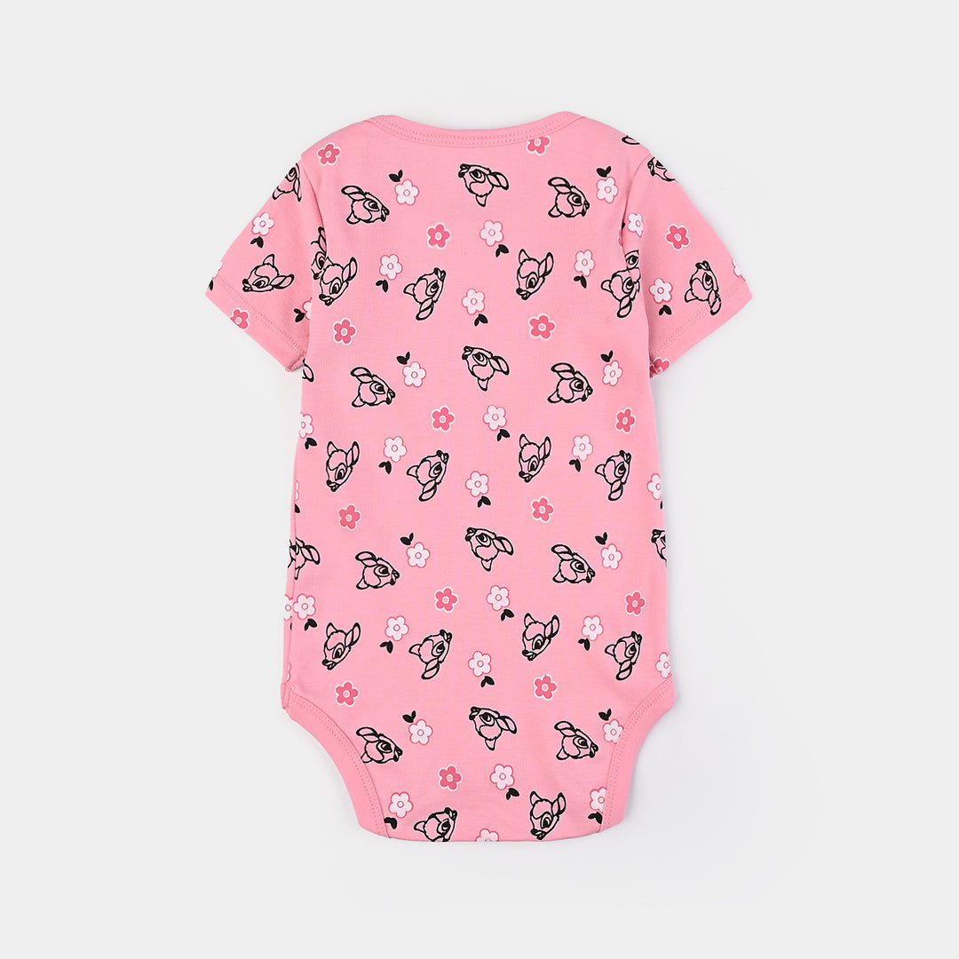 Infant Unisex Cotton Interlock Romper Bambi Flower-Candy Pink