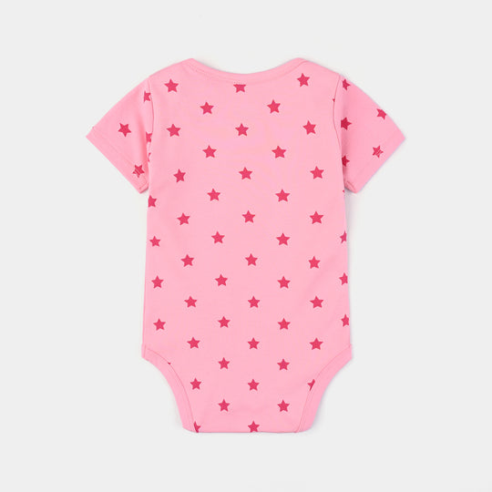 Infant Unisex Cotton Interlock Romper Hello Little One-Candy Pink