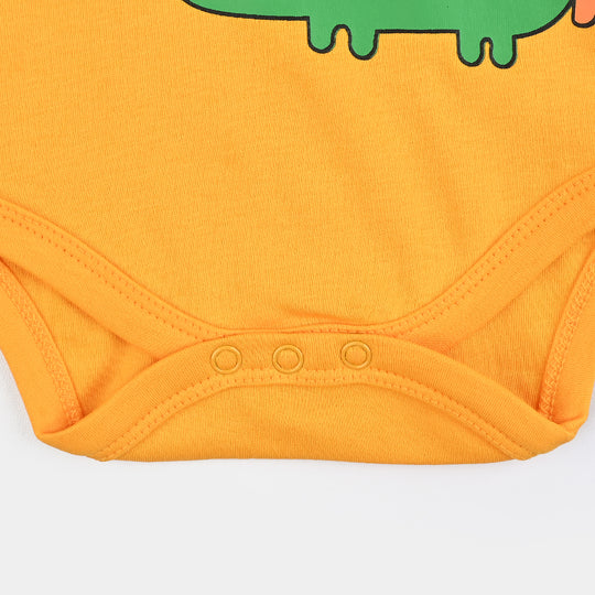 Infant Unisex Cotton Interlock Romper Hear My Roar-Citrus