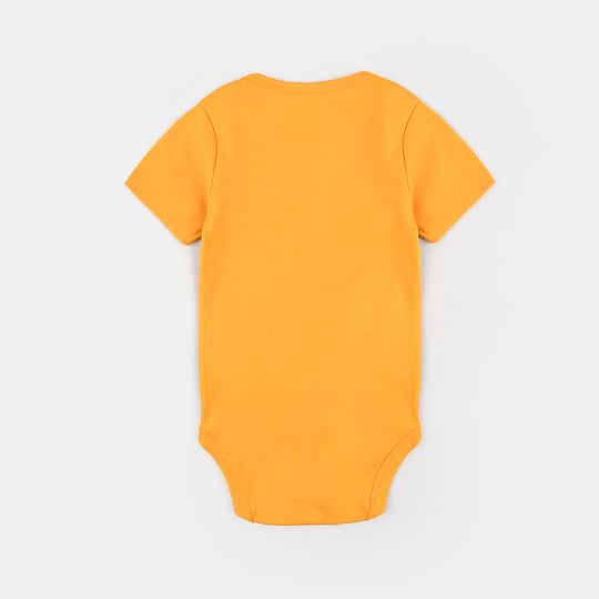 Infant Unisex Cotton Interlock Romper Hear My Roar-Citrus