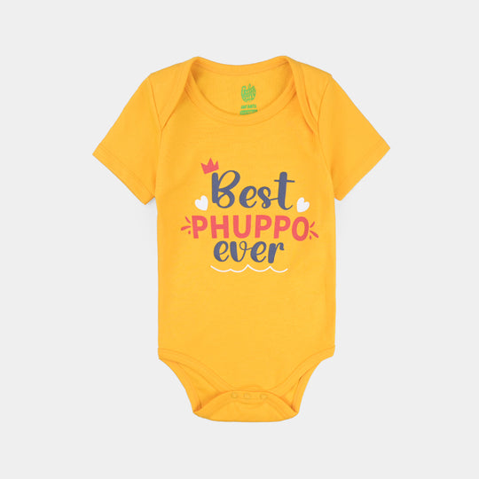 Infant Unisex Cotton Interlock Romper Best Phuppo Ever-Citrus