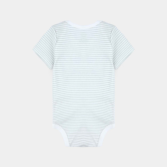 Infant Unisex Cotton Interlock Romper Daddy Buddy-White