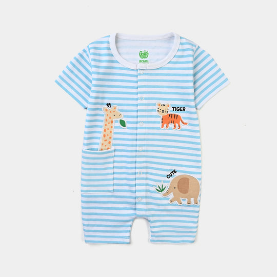 Infant Boys Cotton Interlock Romper Safari-White